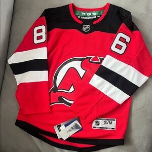 NWT! NHL official licensed Devils Hughes Hockey Jersey.